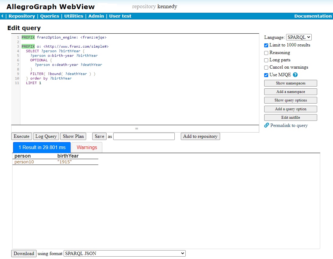 Query results
